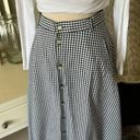 Liz Wear Vtg  gingham black/white button down cotton maxi HR cottage skirt 8 Photo 1