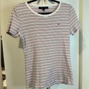 Tommy Hilfiger  Womens Short Sleeve Scoop Neck Shirt, Red White Blue Stripes, Med Photo 8