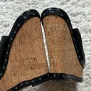 Jessica Simpson  Kayla Platform Wedge Sandals Open Toe Black Leather 9.5 Slip On Photo 5