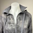 Danskin  Grey Tie Dye Marble Print Collar Zip Hooded Athletic Jacket Sweater Top Photo 5