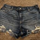 Aerie Never worn  cut off shorts, darker wash size: XL Photo 0