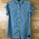 Krass&co Lauren Jeans  Ralph Lauren Shredded Sleeves Denim Lightweight Shirt Photo 0