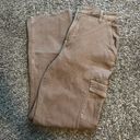 Ultra High Waist Dad Cargo Jeans Tan Size 28 Photo 8