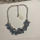 Talbots  Silver Tone / Blue Statement Necklace NWT Adjustable Length Photo 0