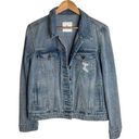 Sam Edelman Jean Jacket Distressed Denim Pockets Size Large EUC Photo 1