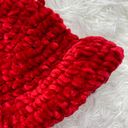 Vintage Y2K Red Fuzzy Soft Crochet Bohemian Winter Hat Photo 3