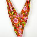 ZARA NWT  Floral Plunging V Bodysuit S Red Photo 2