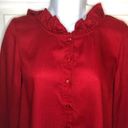 Modcloth  Ruffle Collar Blouse The Frill Of It Top Red S Photo 4