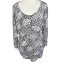 Fresh Produce ‎ Gray Floral 3/4 Sleeve Round Neck Top Size Small Photo 2