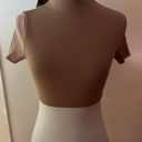 Naked Wardrobe NWT dark beige body con Cropped Top Sz XS Photo 0