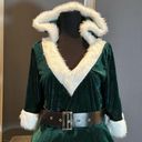 ma*rs Short Green Hooded Dress White FauxFur Trim  Claus Santa Christmas Size L NEW Photo 1