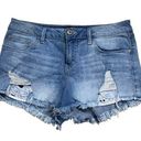 Harper  denim shorts embroidered pockets floral 29 blue Photo 0