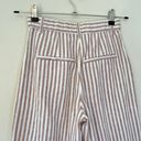 Abercrombie & Fitch Abercrombie Tailored Pleated High Rise Wide Leg Crop Stripe Trouser Tan White Photo 6