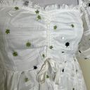 NWT BaeVely Babydoll Dress SMALL White Embroidered Mini Tulle Smocked Fairycore Photo 4