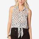 Timing Black and white heart print tie waist chiffon blouse size small Photo 0