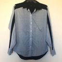 J Brand  Blue/White Pinstripe Button Down Blouse- Size Small Photo 1