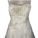 Oleg Cassini  Strapless Tulle Embellished Tea Length Ivory Wedding Gown size 6 8 Photo 3