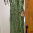 Macy's Green Sequin Floor Length Slit Prom Dress Photo 2