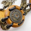 Cinch Vintage Hippie Boho Tribal Brutalist Chain Mail Wood and Leather  Belt Photo 1