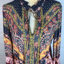 Umgee Womens blouse Multicolor Patchwork Flowy  Long Sleeve Bell Boho S Photo 6