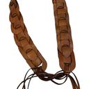 J.Crew  Brown Leather Braided Link Boho Belt With Fringe, Sz M/L Photo 4