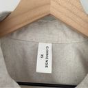 Commense Linen Blend Button Down Collared Long Sleeve Crop Top Collared Beige XS Tan Photo 3