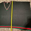 Tuckernuck  One Size Black Red Green Stripe Camden V Neck Sweater Knit Poncho Photo 8