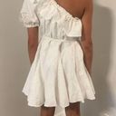 Target RHODE for  White Cotton One Shoulder Ruffle Braided Belt Short Dress Small Photo 4