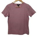 Woolrich  Pink Striped Shirt S Womens Short Sleeve Casual Scoop Neck Wildrose Photo 0