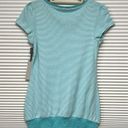 Caslon  NWT Turquoise and White Stripe V-neck Banded Bottom Hem T-Shirt Size XS Photo 3