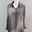 Style & Co . Women's Sheer Black & White Button Down Top L Photo 0