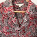 St. John  Collection Red Paisley Silk Blouse Size 10 Photo 1