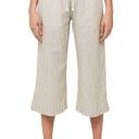 Beach Lunch Lounge Pants Womens XL Linen Margot Pull On Striped Cropped Brown Photo 9