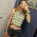 Ivory Ella green lily pad tie dye cropped tank top S Photo 2