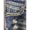 Rock Revival  Becky Easy Capri Jeans Womens Size 30 Distressed Stitch Bling 34X28 Photo 8