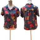 Caribbean Joe Multi-Color Floral Print Short Sleeve Button Down Women's Shirt M Photo 1