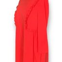 CeCe  Carly Dress Red Ruffle Detail Knee Length Shift Long Sleeve Round Neck Photo 4