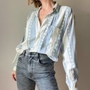 Vintage Blue White Star Striped Button Down Long Sleeve Shirt Size L Photo 0