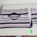 Talbots T by  Womens Medium Petite Grey Purple Striped Cotton Pullover Sweater Photo 9