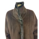 Jones New York Vintage 's luxe style trimmed, faux fur long brown coat size large Photo 3