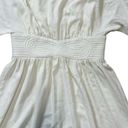 Trina Turk  Ivory Empire Waist Midi Dress Silk Lined Short Sleeve Size 4 Photo 2