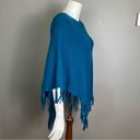 J.Jill  poncho fringe small-tall cotton blend spring fall cotton teal blue Photo 2