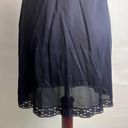 Vintage 80s 90s Black Satin Nightgown Slip Dress Lace Trim Mini Pinup Girl Small Photo 3