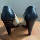 Jil Sander  Black Beige Embossed Leather Cap Toe Chunky Heels Pumps EU 38 US 7 Photo 3