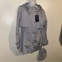 Cole Haan  hooded packable Rain Jacket Size Large blue/gray “Mist” color NWT Photo 14