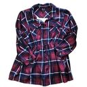 Torrid  Plaid Flannel Shacket Button Up Pockets Cinched Waist Berry Size 4X New Photo 1