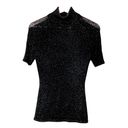 Tracy Reese  New York black metallic knit semi sheer short sleeve top Small Photo 20