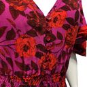 Abel the label  Dress Small High Low Maxi Purple Red Floral Short Sleeve Swing Photo 11