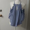 Abound  Gingham Cold Shoulder Blouse Size M Photo 47