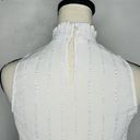 Bohme  White Striped Gauzy Blouse Sleeveless Mock Neck Top Womens Size XS Lined Photo 5